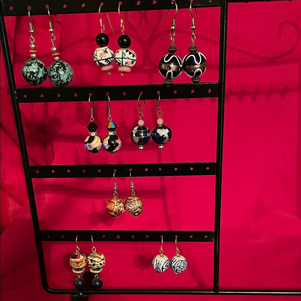 Elegant Black and White Dangle Earrings
